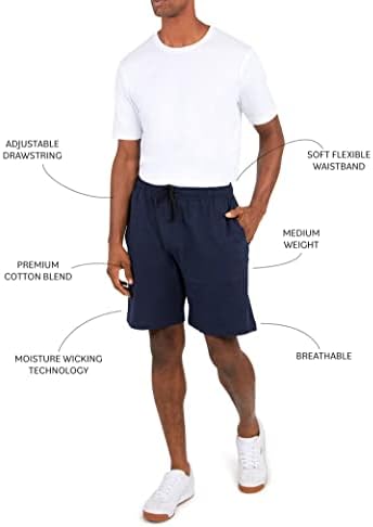 אנדרו סקוט גברים 8 אינץ 'אימון כותנה ארוך אימון כושר מכנסיים אתלטים קצרים | מכנסי זיעה קצרים עם כיסים - חבילה של 3
